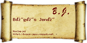 Bögös Jenő névjegykártya